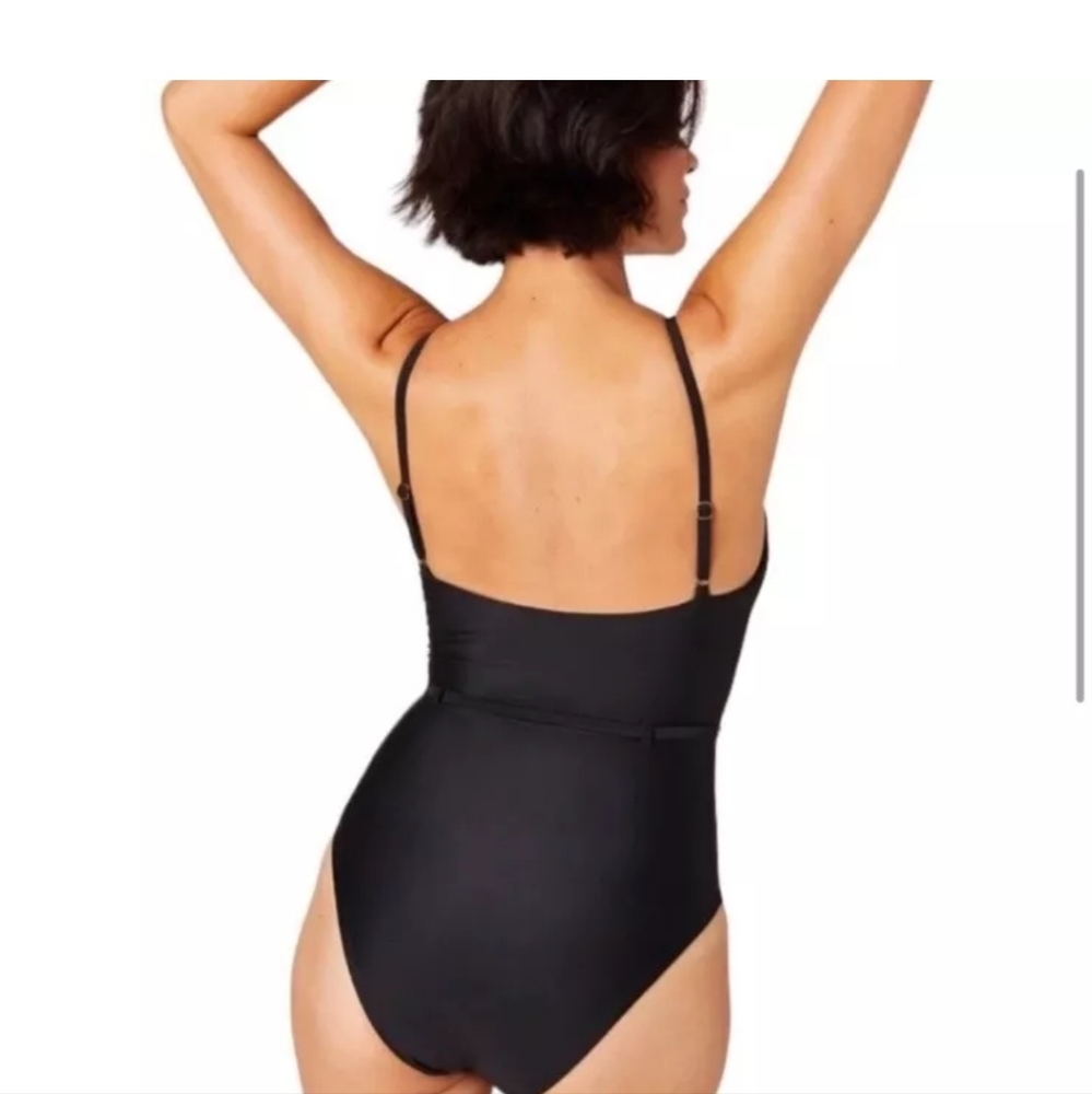 Andie Swim Black Scoopneck Belted Riviera One Piece Swimsuit Size XS New Tags - Picture 3 of 4